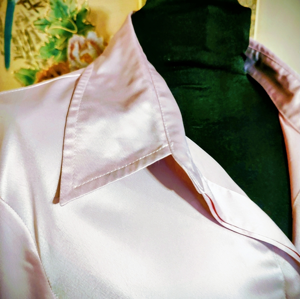 🌷🩷🌷 Gorgeous Baby Petal Powder Pink Silky Soft Satin Blouse Top - 16 - Picture 14 of 16